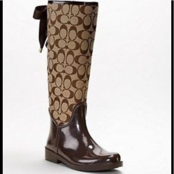 Coach Shoes - Coach Lace up Monogram Rain Boots